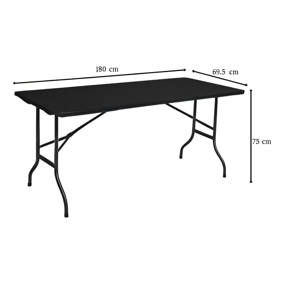 DEALIO - Mesa Portafolio Plegable 180 cm Negra Exterior Jardín Terraza Comedor