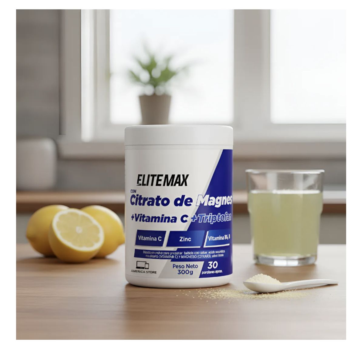 ELITE MAX - Citrato De Magnesio Elite Max Triptofano Sabor Limón 300g Limón