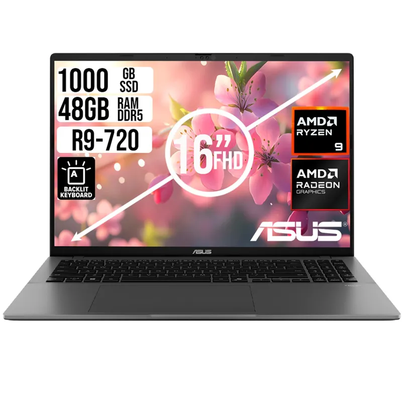 ASUS - PORTATIL ASUS AMD RYZEN 9 270 SSD 1TB RAM 48GB LED 16 FULL HD