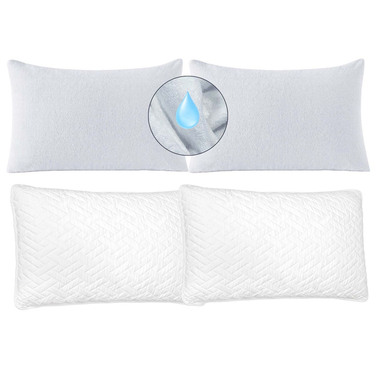 ENERGY PLUS - Combo 2 Almohadas Ultrasonido + 2 Protectores Algodón Suave