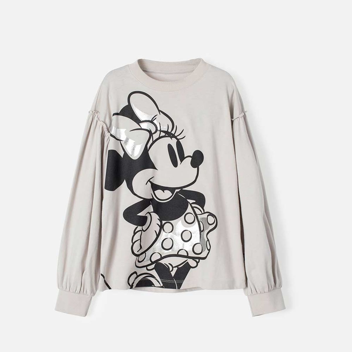 DISNEY - Camiseta de Minnie Mouse manga larga gris para niña