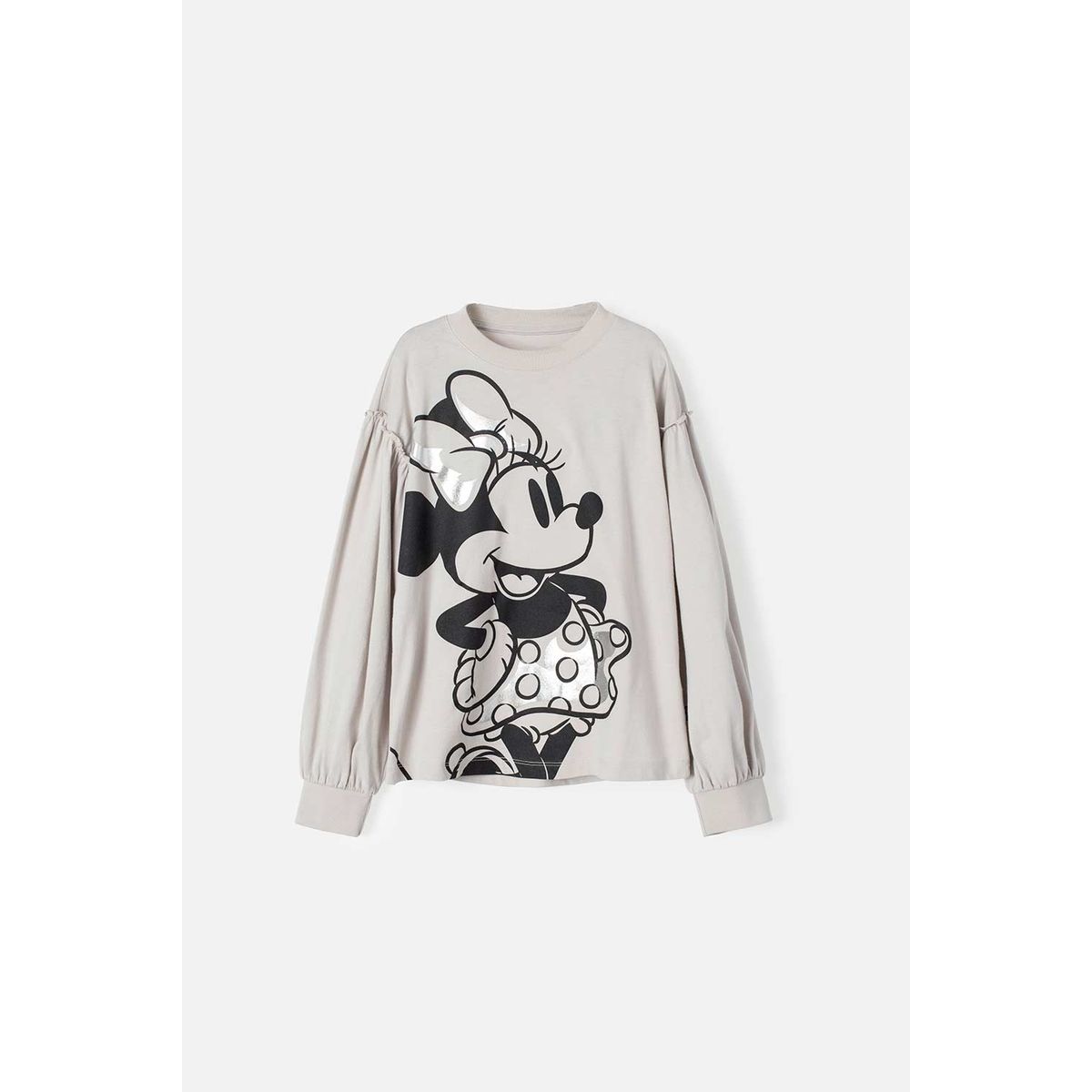 DISNEY - Camiseta de Minnie Mouse manga larga gris para niña
