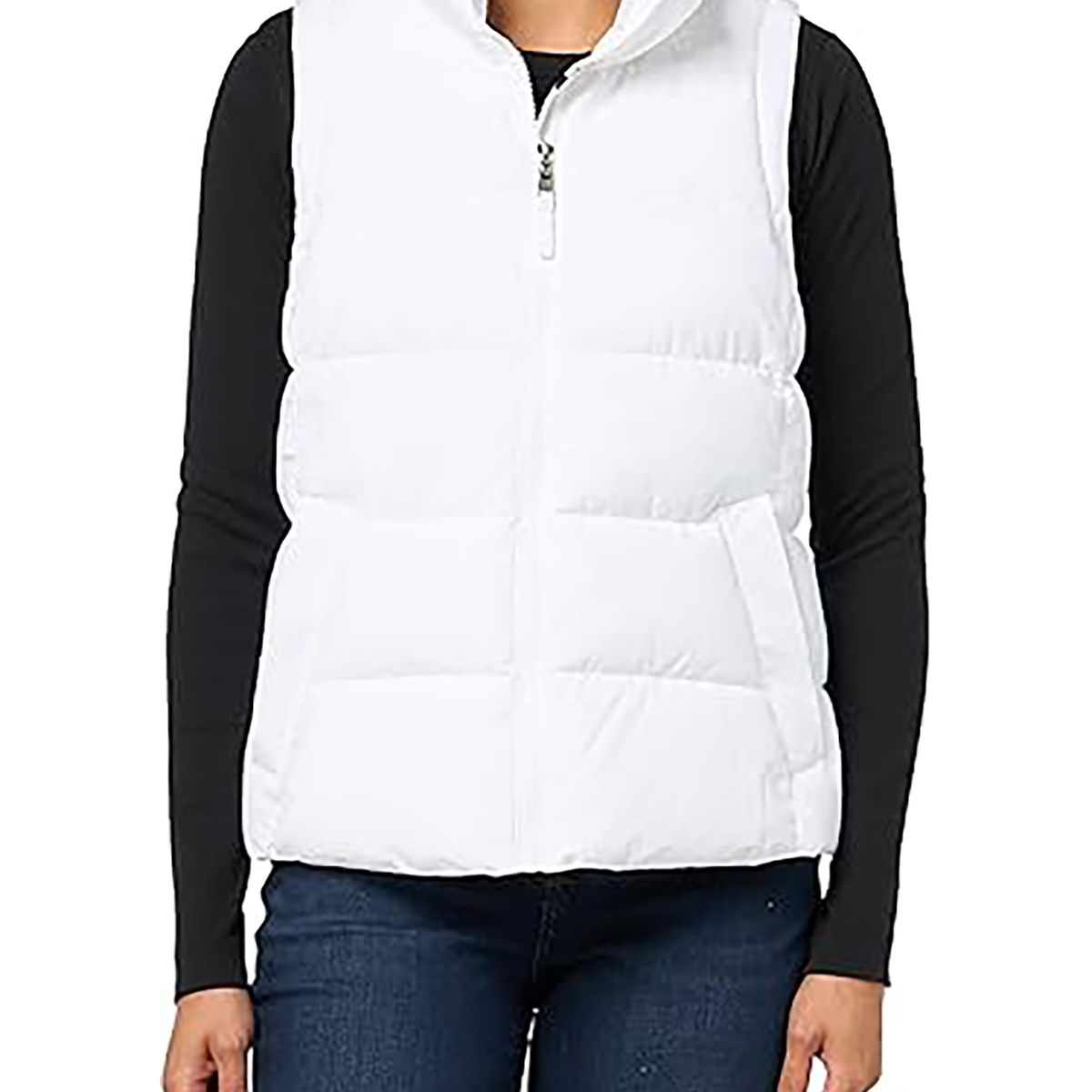 TOMMY HILFIGER - Chaleco blanco de cuello alto con cierre de cremallera  Tommy Hilfiger