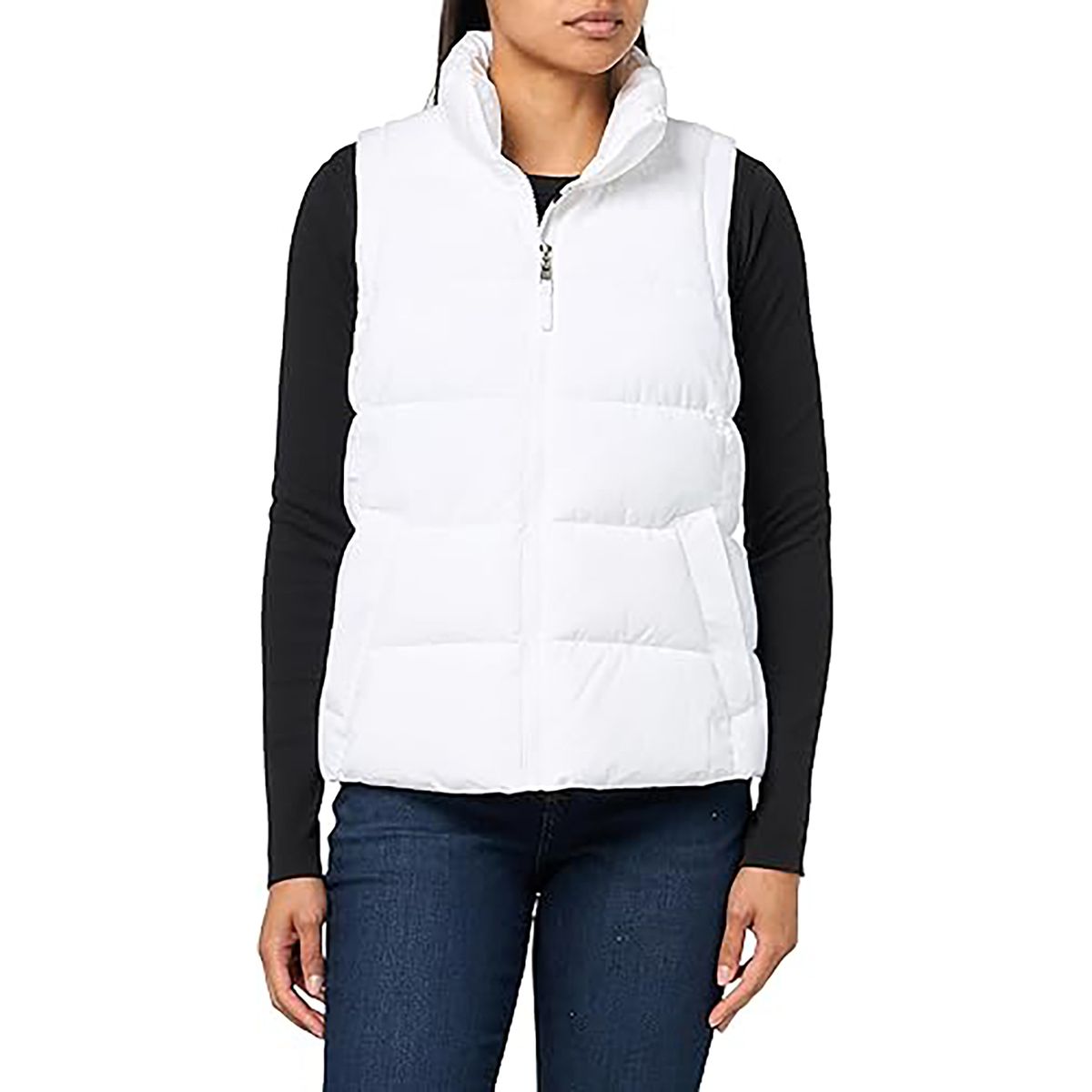 TOMMY HILFIGER - Chaleco blanco de cuello alto con cierre de cremallera  Tommy Hilfiger