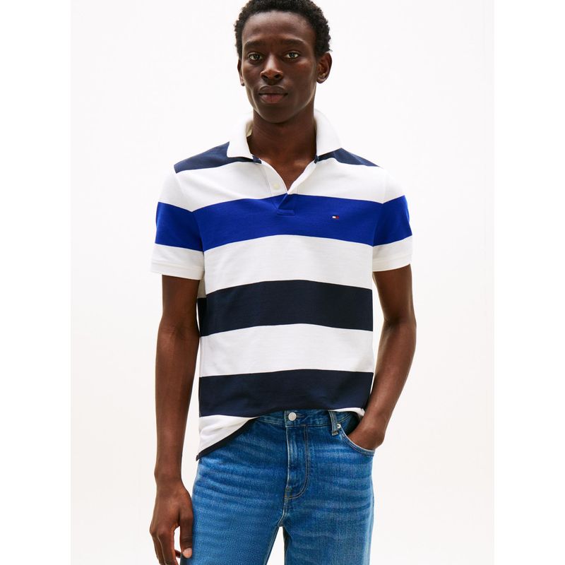 TOMMY HILFIGER - Polo gris con diseño color block y rayas de corte regular Tommy Hilfiger