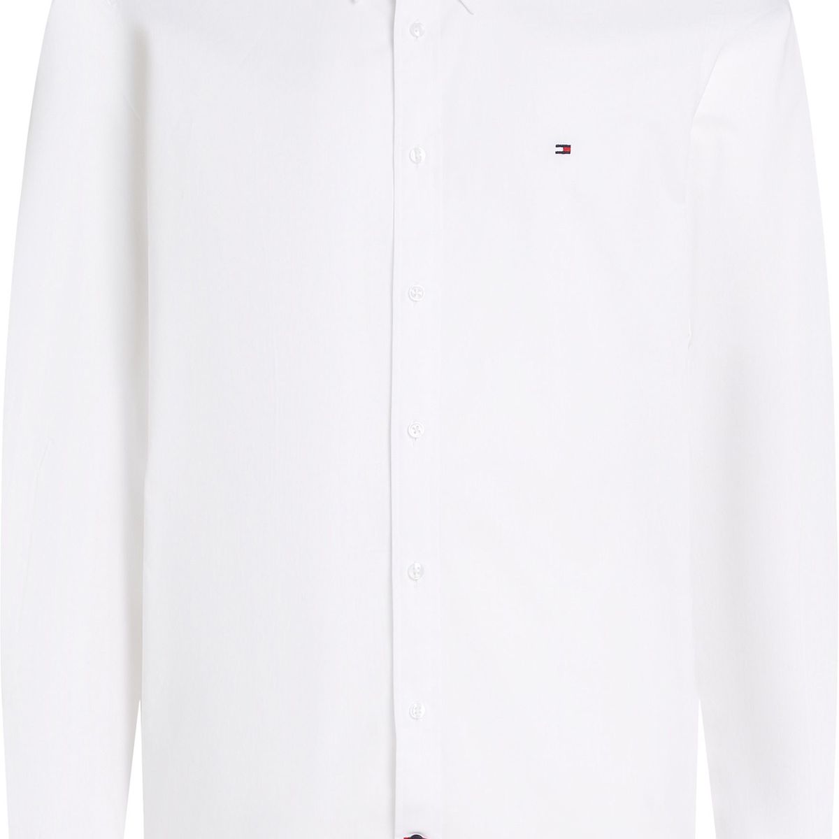 TOMMY HILFIGER - Camisa blanca de corte slim con popelina stretch con botón en cuello Tommy Hilfiger