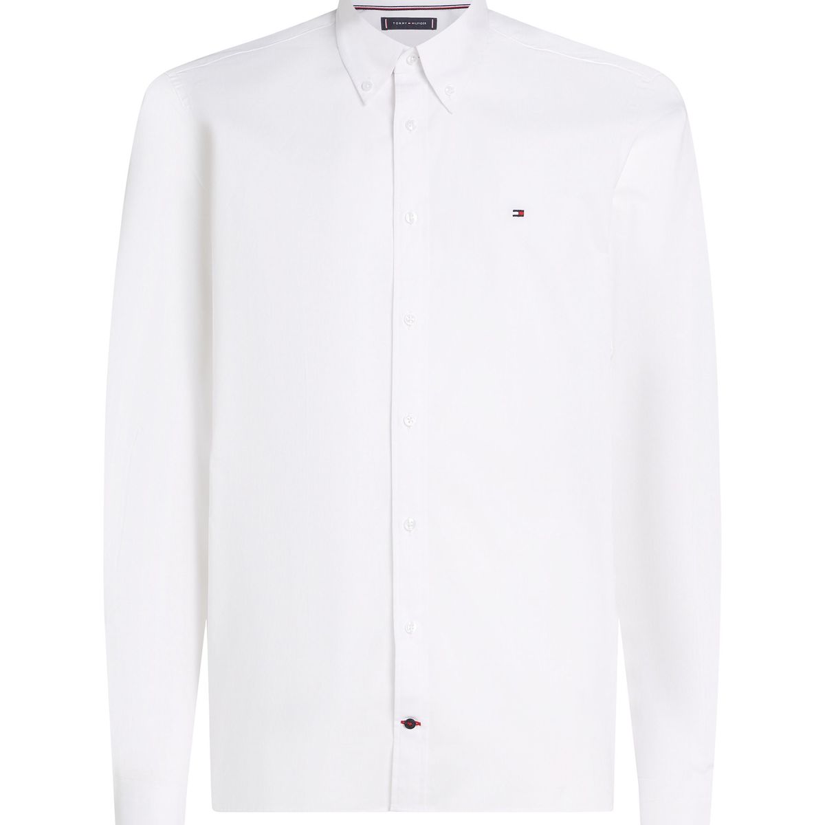 TOMMY HILFIGER - Camisa blanca de corte slim con popelina stretch con botón en cuello Tommy Hilfiger