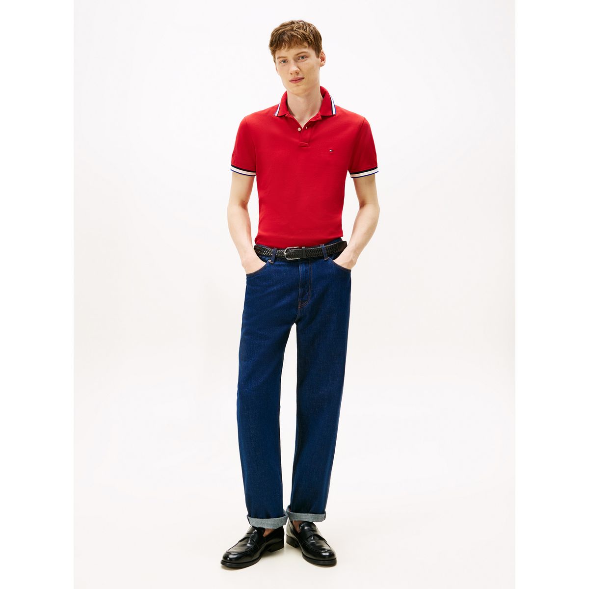 TOMMY HILFIGER - Polo rojo de corte slim con logo Tommy Hilfiger