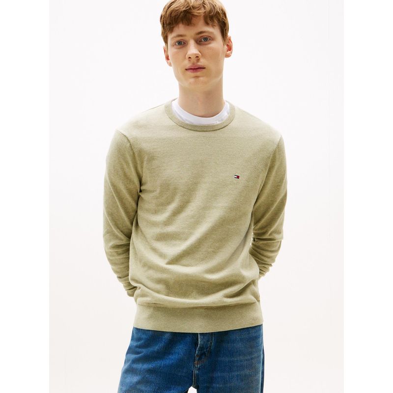 TOMMY HILFIGER - Saco verde de cuello redondo con logo bordado Tommy Hilfiger