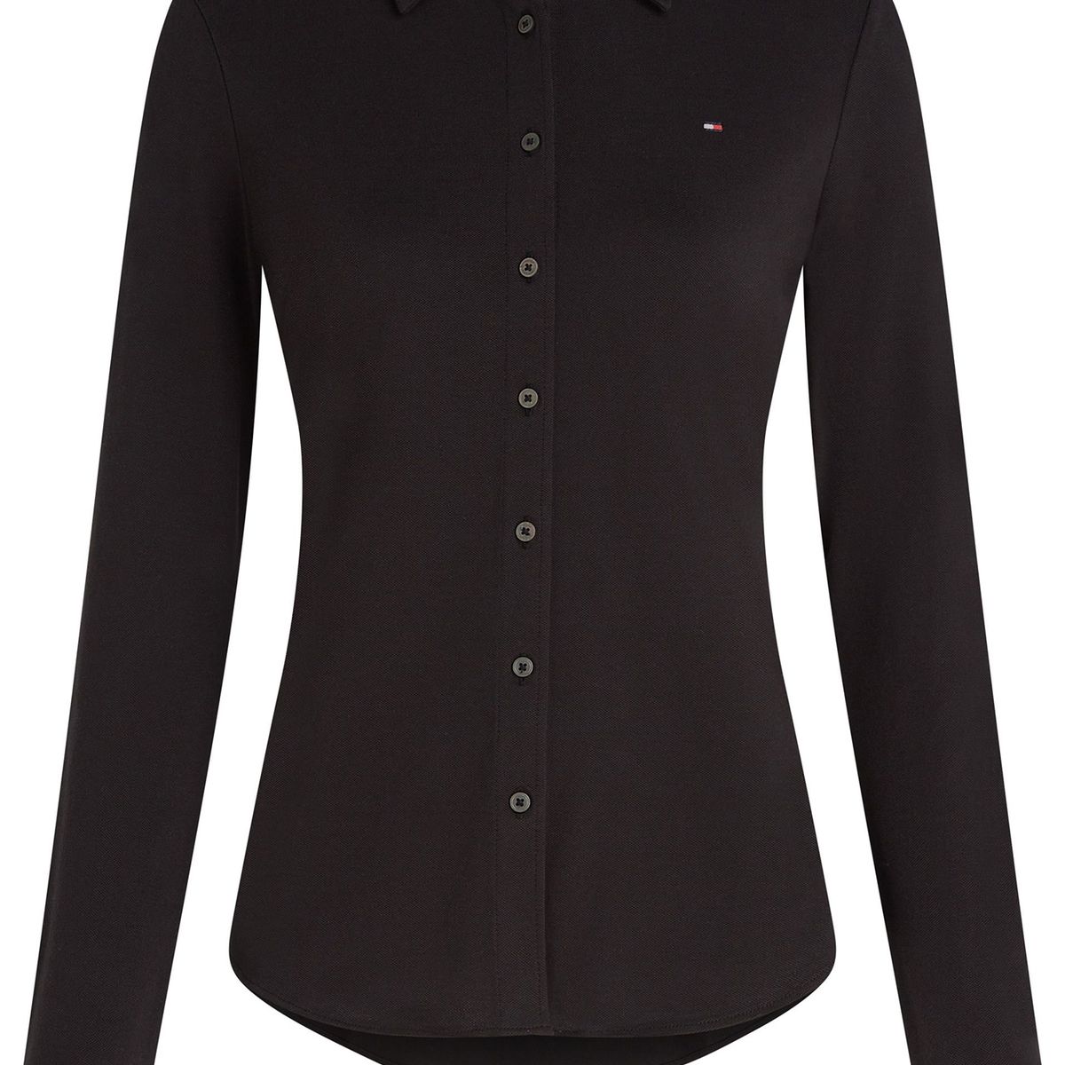 TOMMY HILFIGER - Camisa negra de piqué 1985 de corte slim Tommy Hilfiger