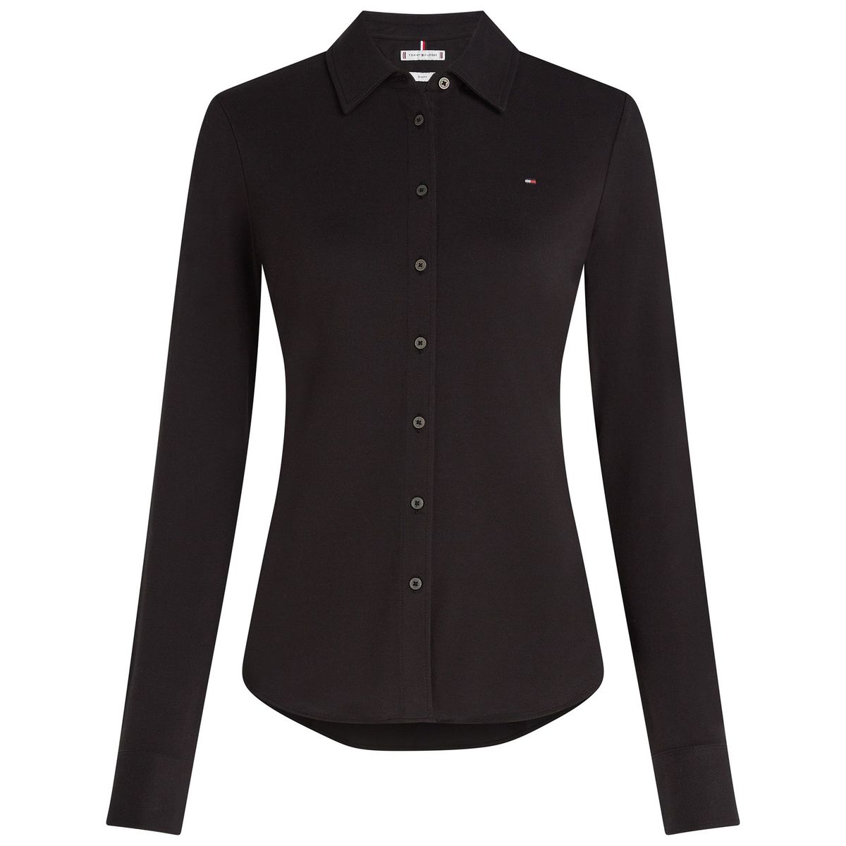 TOMMY HILFIGER - Camisa negra de piqué 1985 de corte slim Tommy Hilfiger