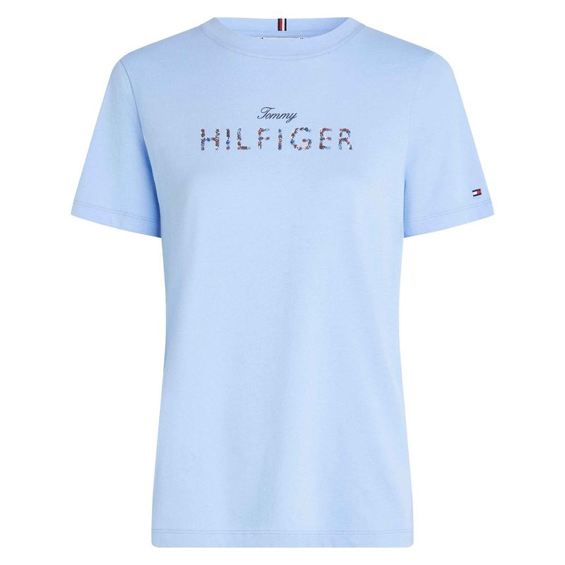 TOMMY HILFIGER - Camiseta celeste con logo gráfico de corte regular Tommy Hilfiger