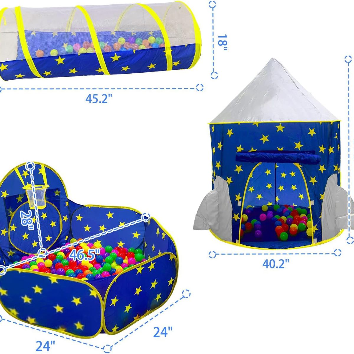 GENERICO - Tienda Infantil 3en1Piscina Tunel Carpa Juegos + 50 Pelotas