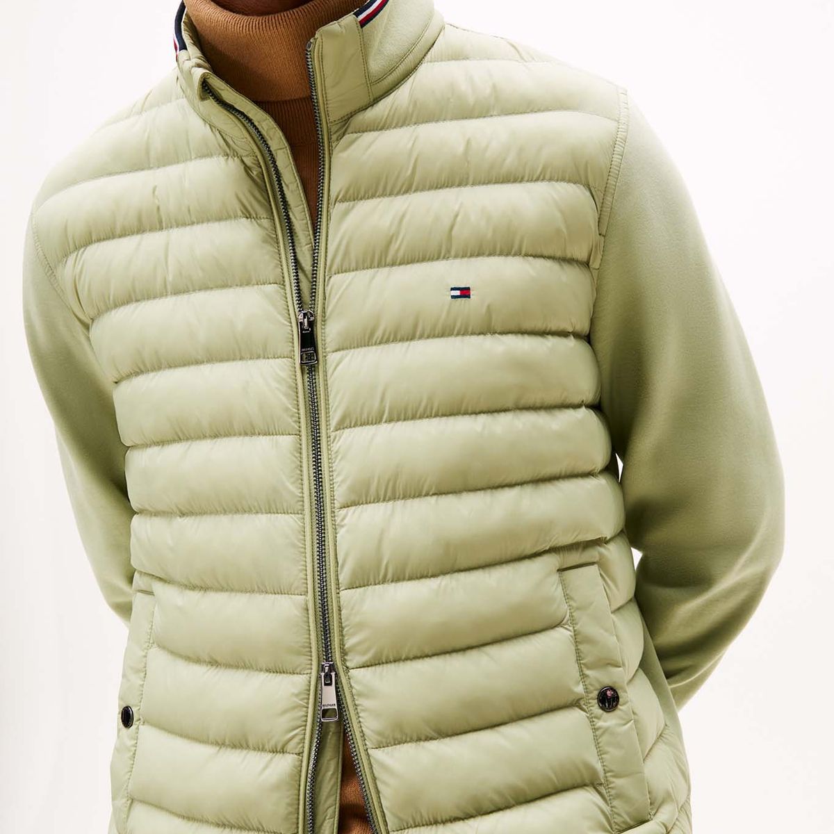 TOMMY HILFIGER - Chaqueta verde de punto acolchada con cremallera Tommy Hilfiger