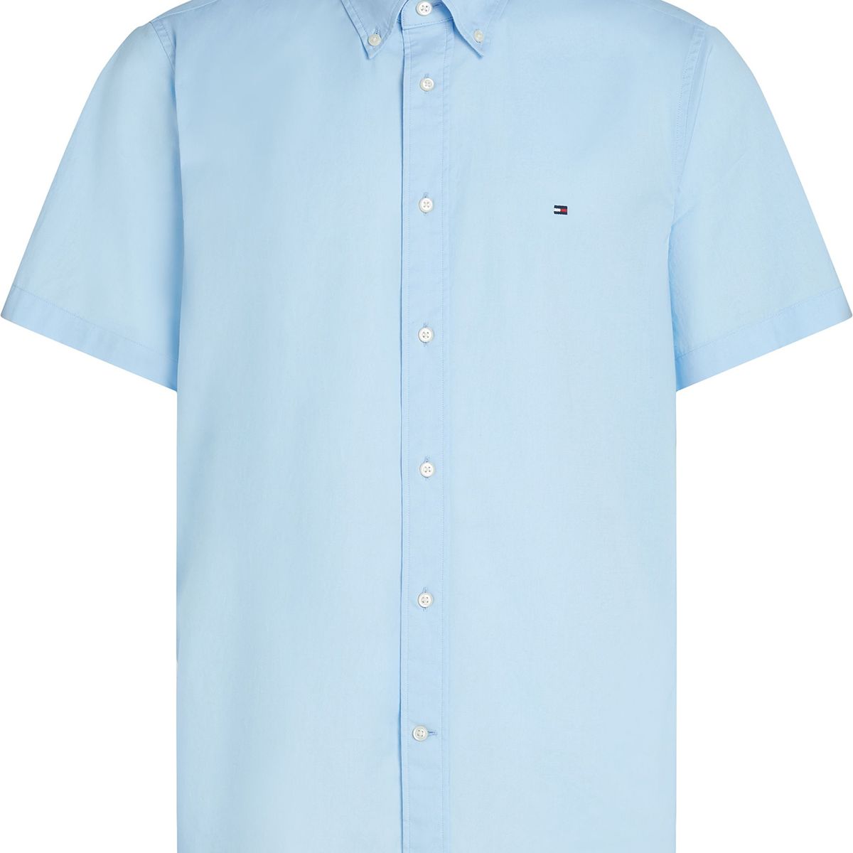 TOMMY HILFIGER - Camisa celeste Flex Poplin Solid de manga corta Tommy Hilfiger