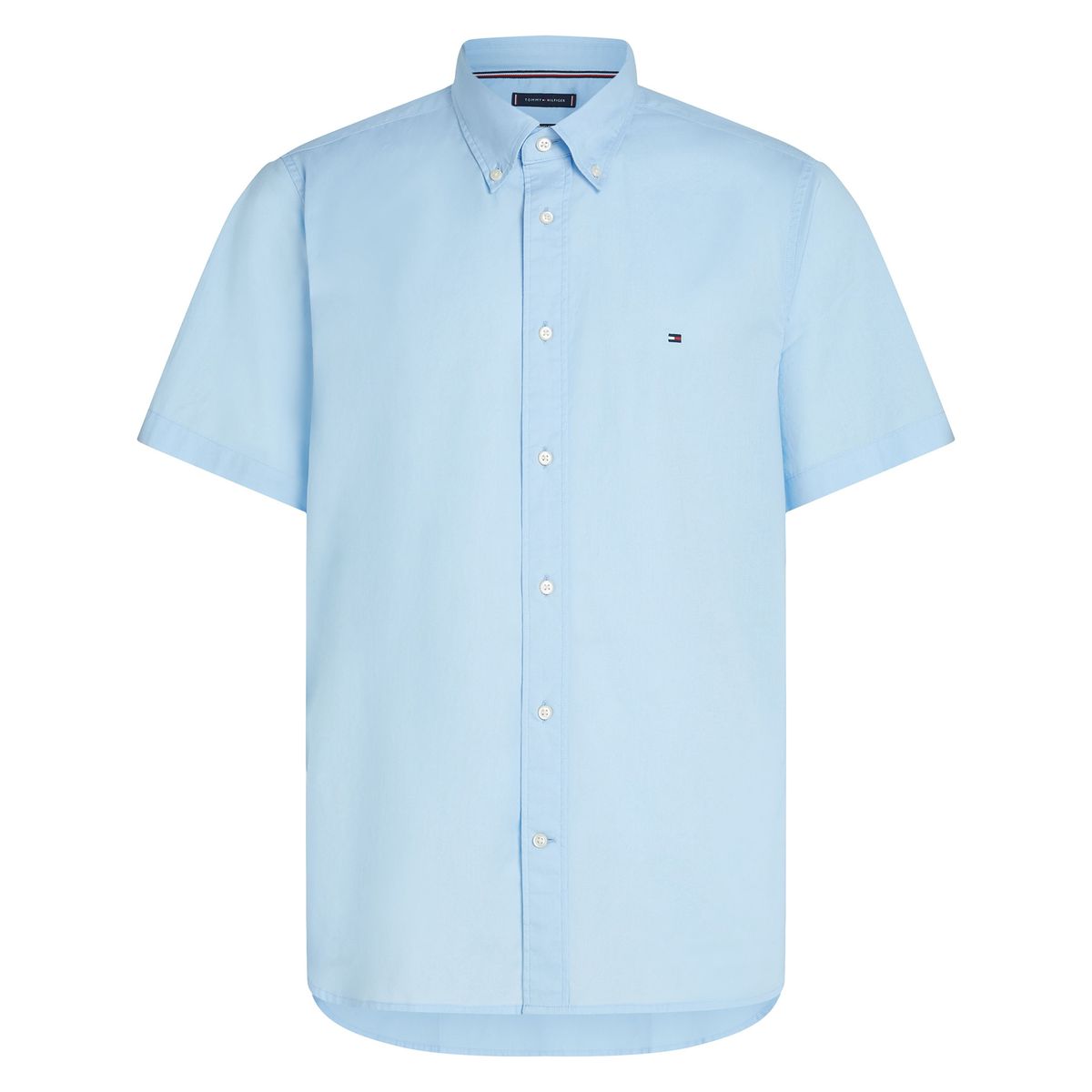 TOMMY HILFIGER - Camisa celeste Flex Poplin Solid de manga corta Tommy Hilfiger