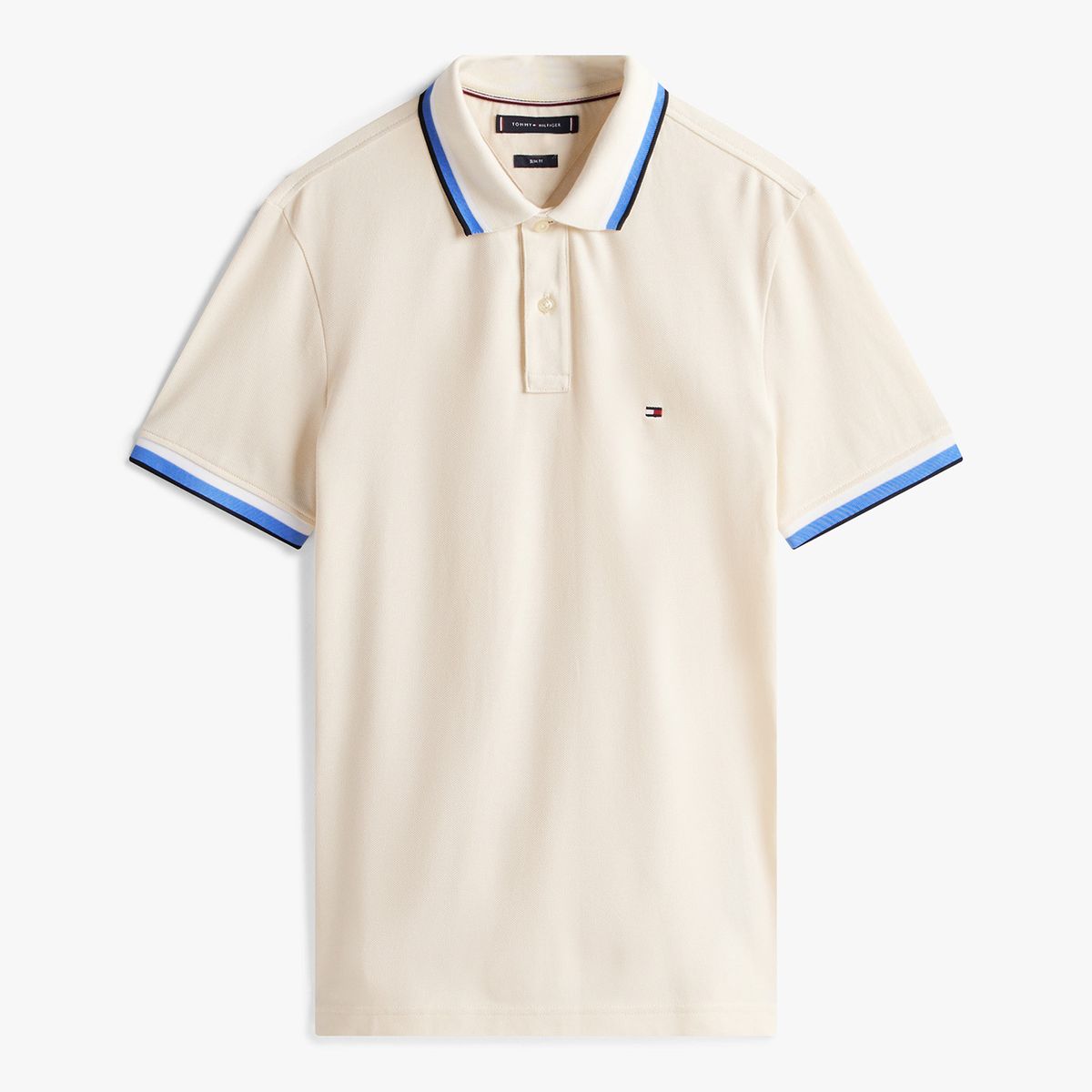 TOMMY HILFIGER - Polo blanco de corte slim con logo Tommy Hilfiger