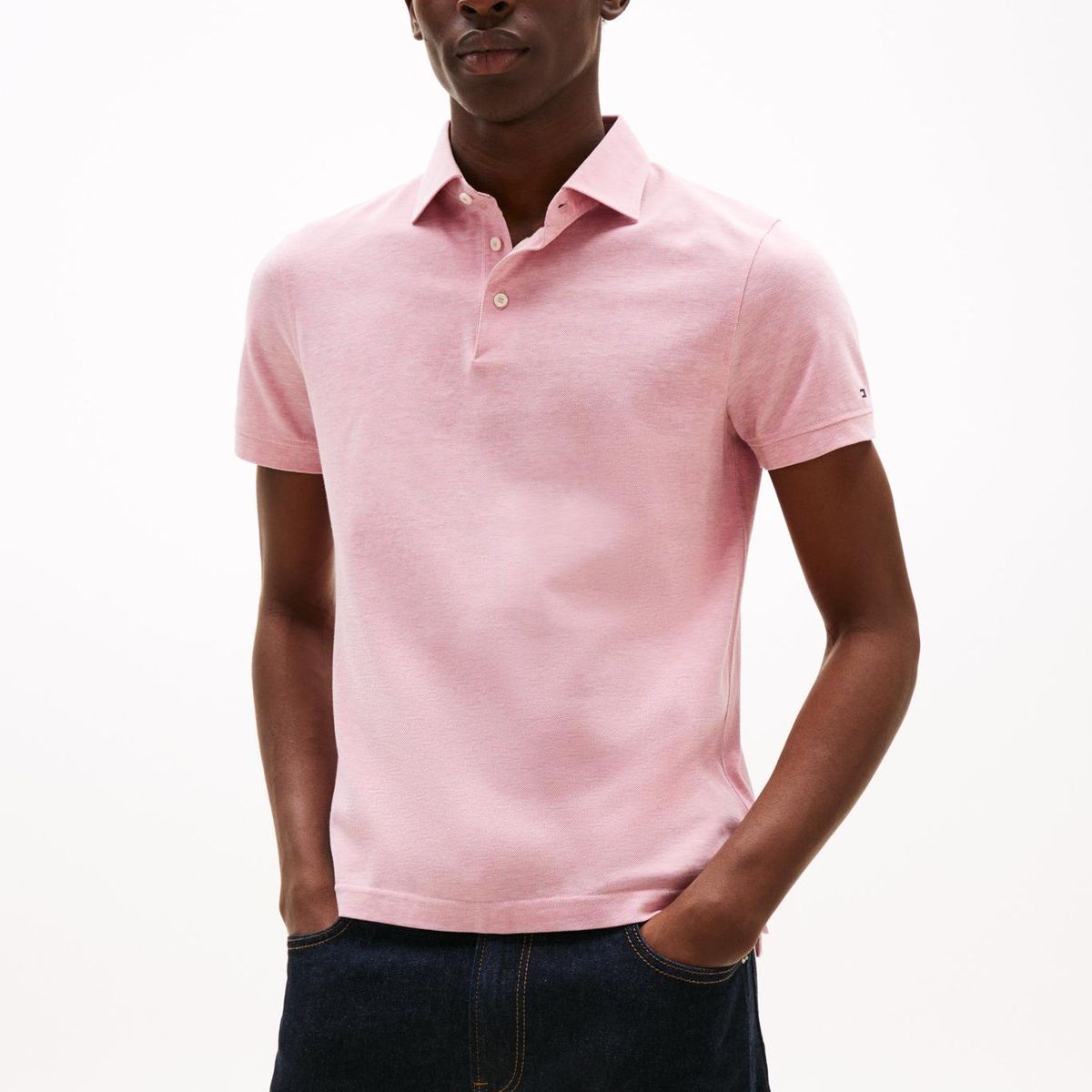 TOMMY HILFIGER - Polo rosado con cuello wide spread Tommy Hilfiger