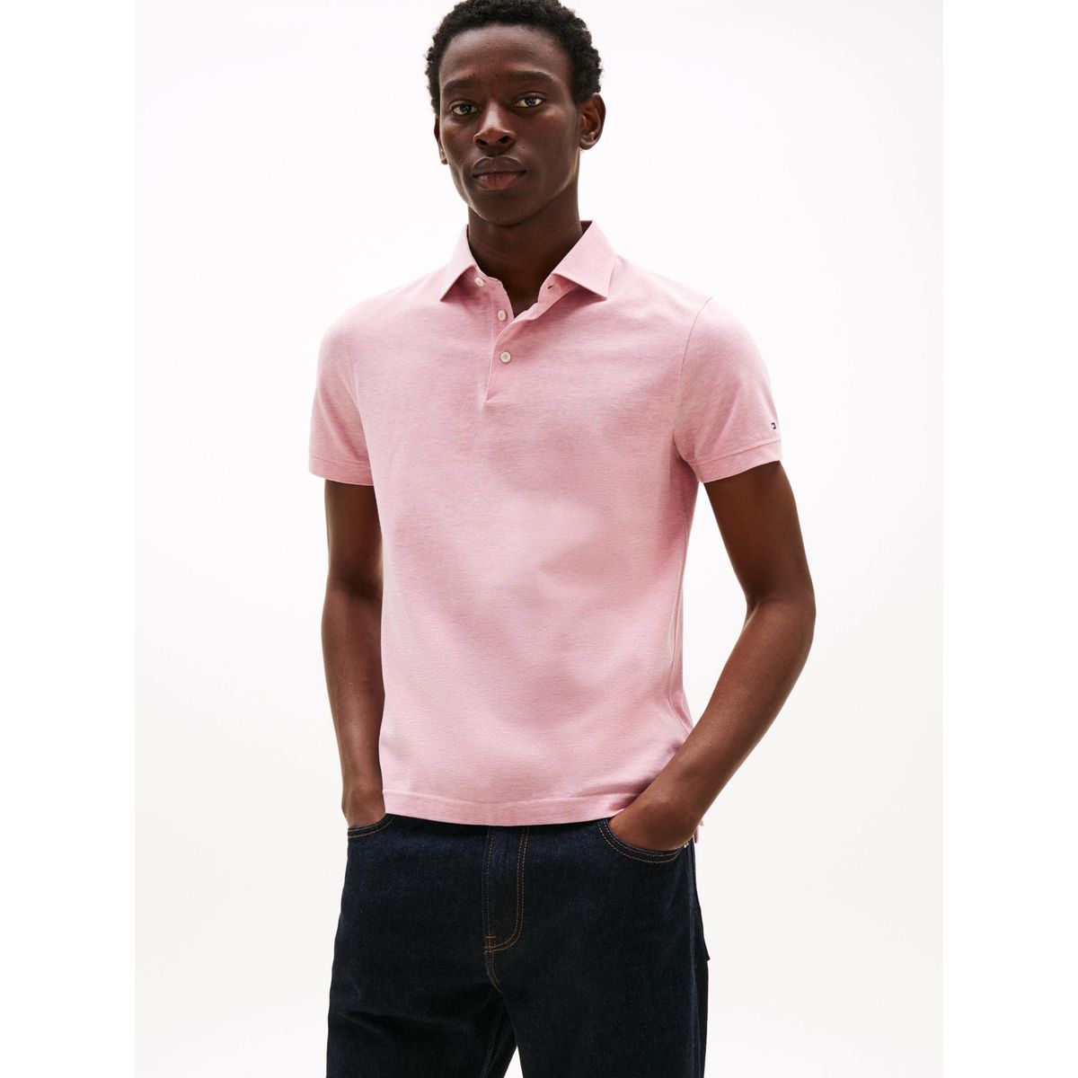 TOMMY HILFIGER - Polo rosado con cuello wide spread Tommy Hilfiger