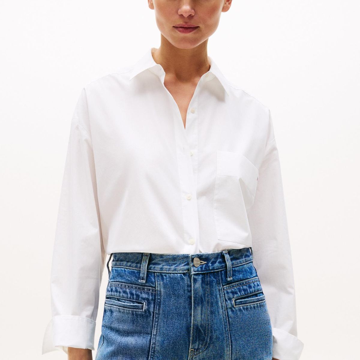 TOMMY HILFIGER - Camisa blanca de popelín con puños ajustables Tommy Hilfiger