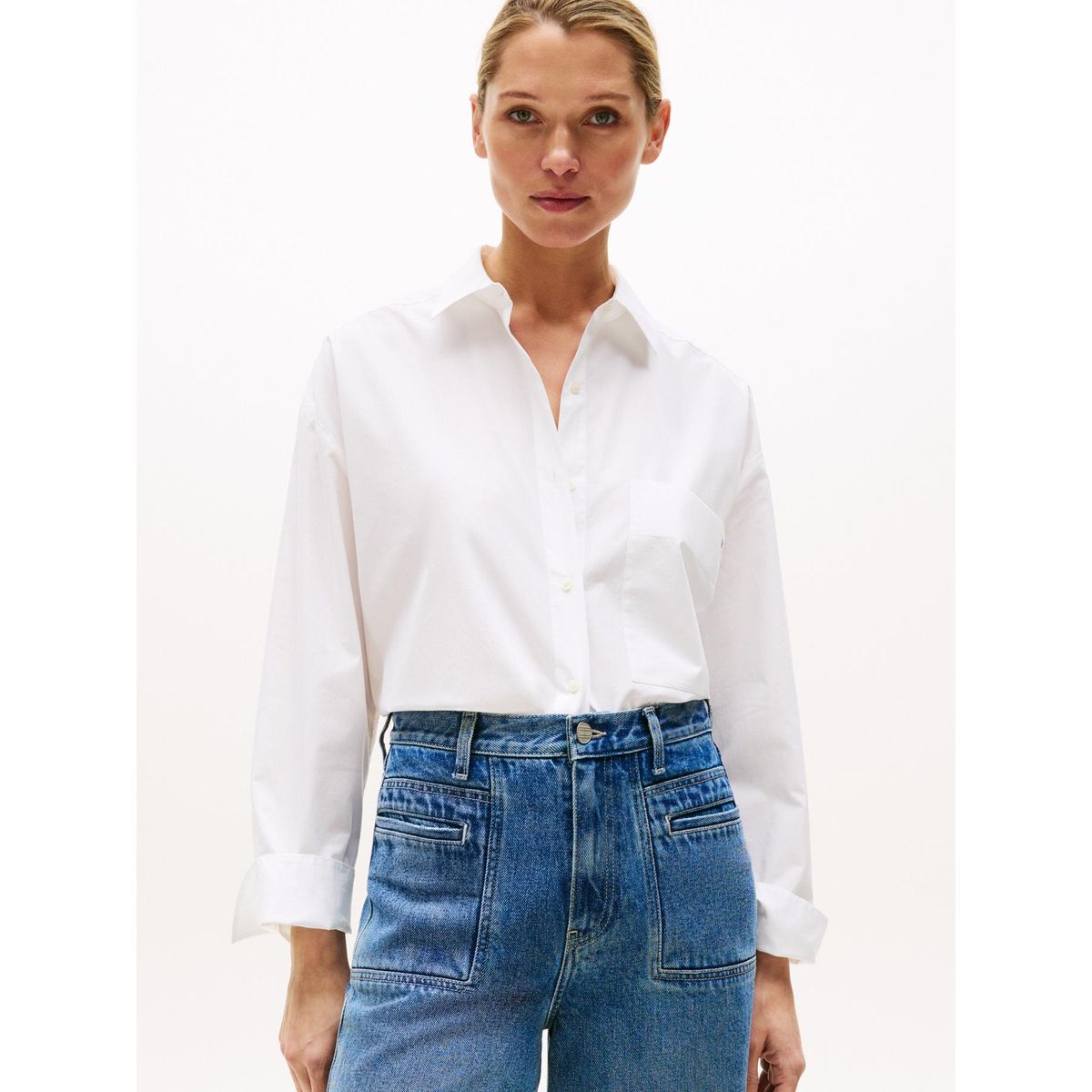 TOMMY HILFIGER - Camisa blanca de popelín con puños ajustables Tommy Hilfiger