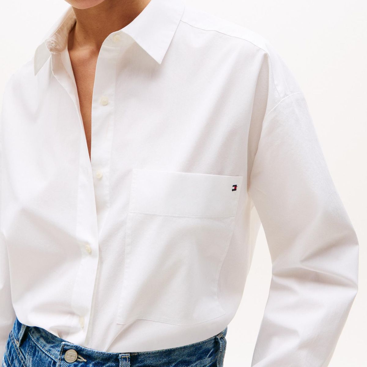 TOMMY HILFIGER - Camisa blanca de popelín con puños ajustables Tommy Hilfiger