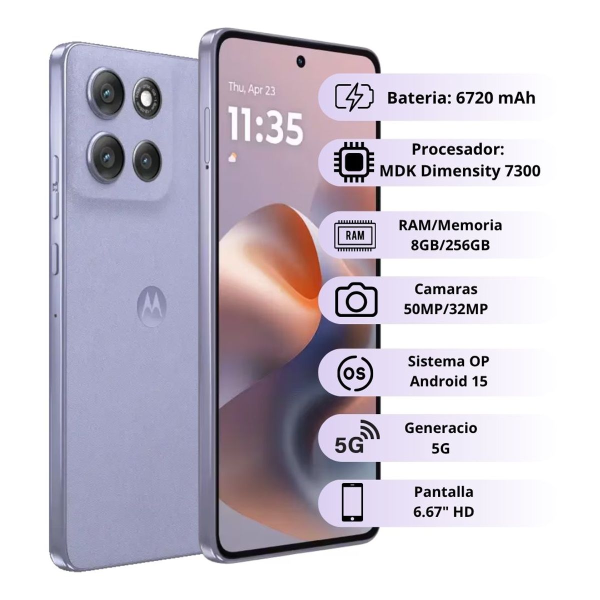 MOTOROLA - Celular MOTOROLA G86 POWER 5G 256GB8GB - Lila