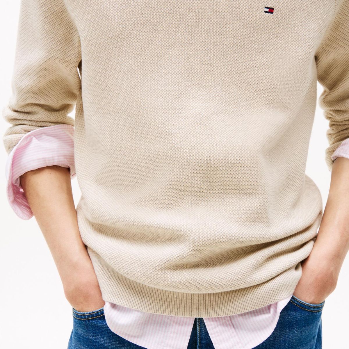 TOMMY HILFIGER - Saco gris de punto texturizado y cuello redondo Tommy Hilfiger