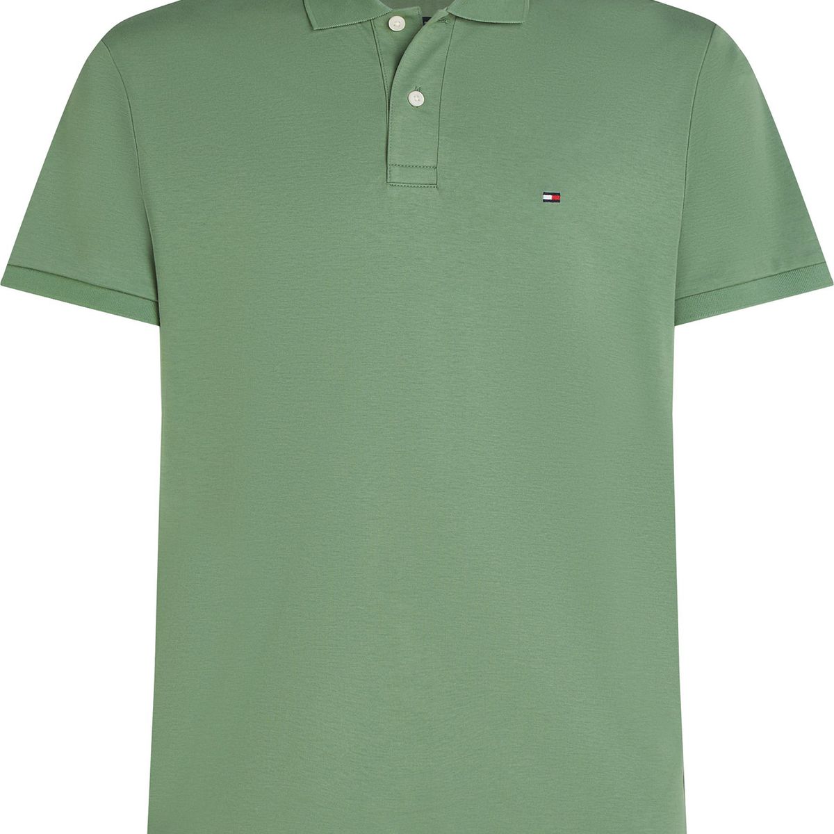 TOMMY HILFIGER - Polo verde de punto interlock de corte regular Tommy Hilfiger