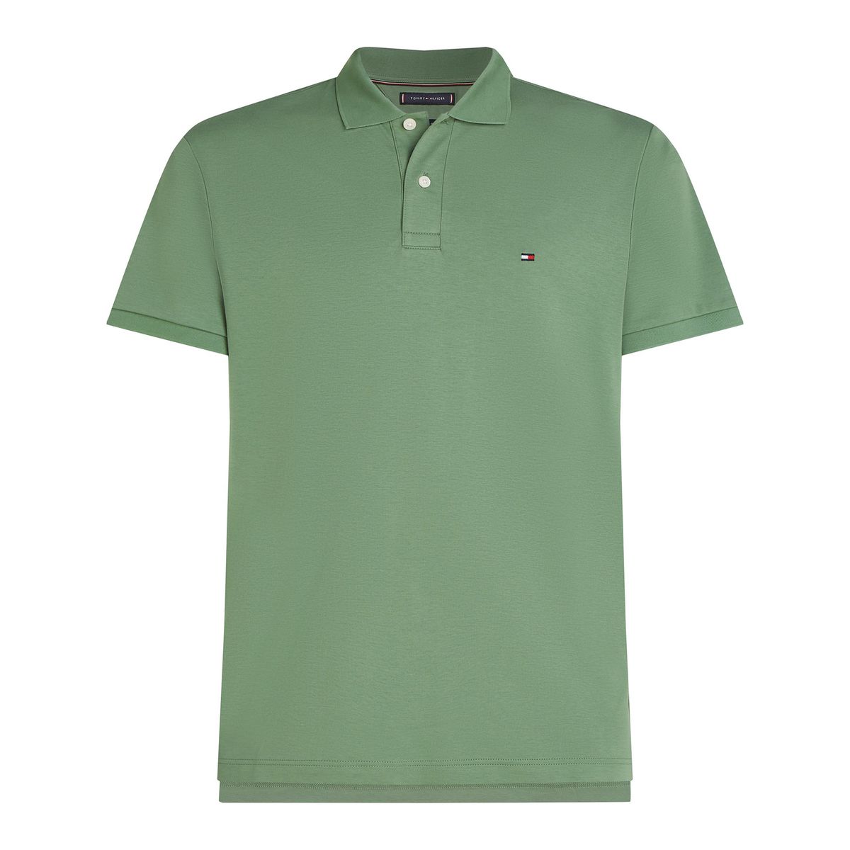 TOMMY HILFIGER - Polo verde de punto interlock de corte regular Tommy Hilfiger