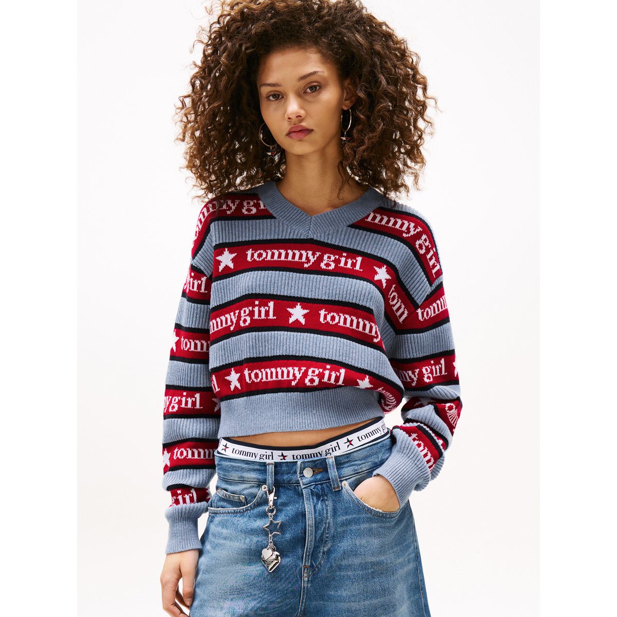 TOMMY HILFIGER - Saco celeste Tommy Girl con rayas Tommy Jeans