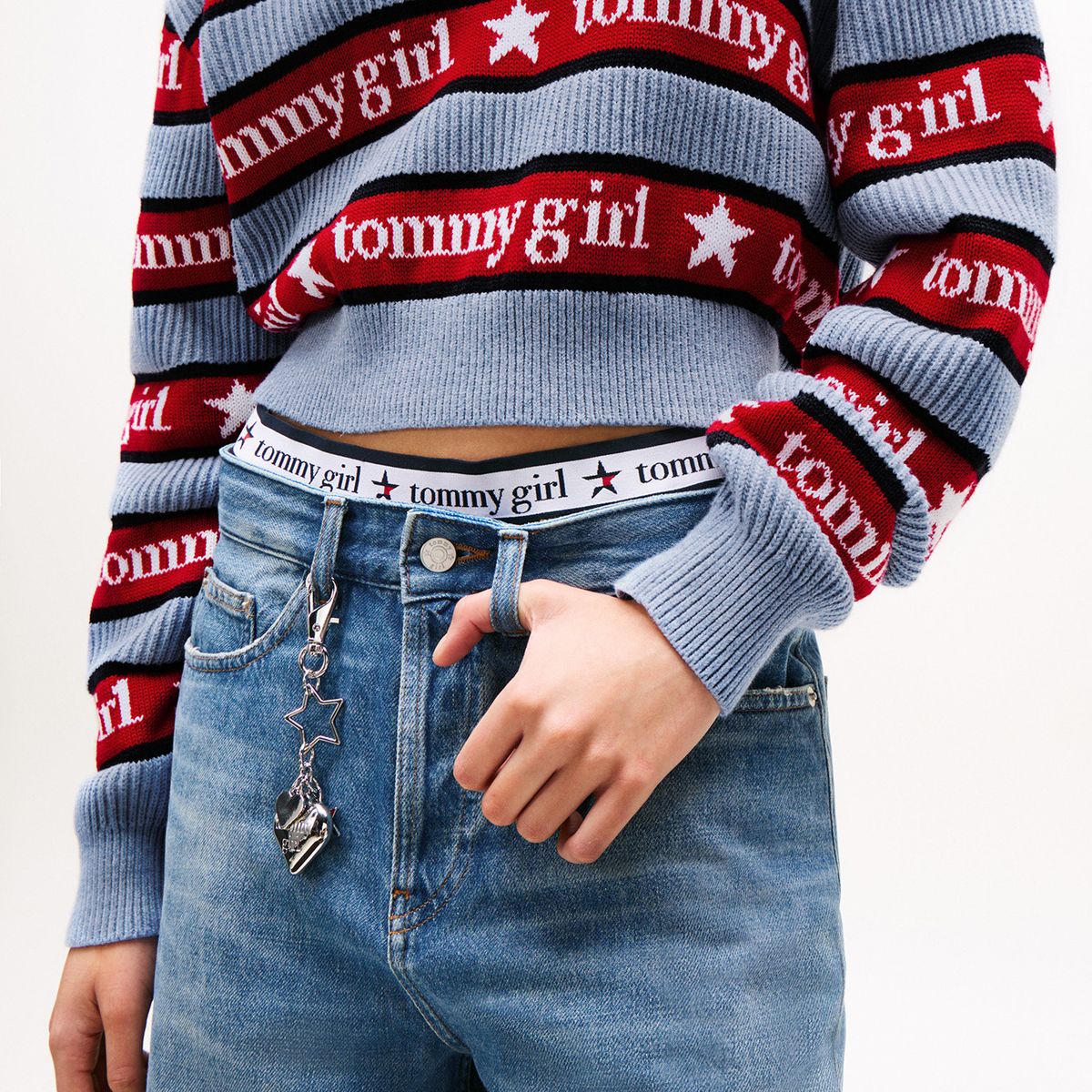 TOMMY HILFIGER - Saco celeste Tommy Girl con rayas Tommy Jeans