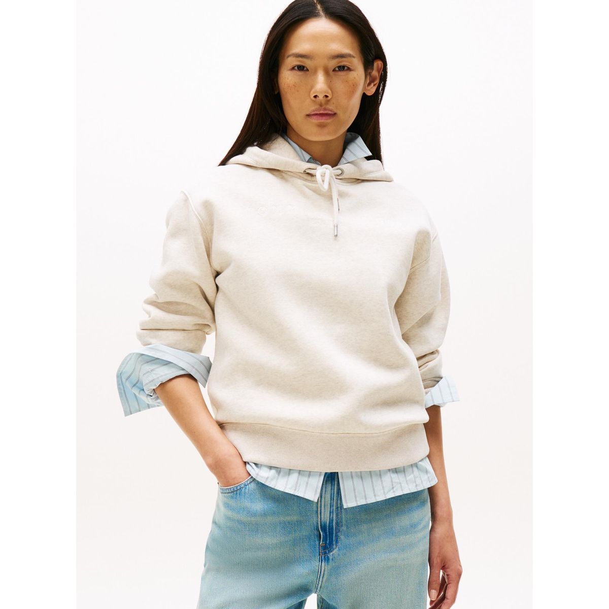 TOMMY HILFIGER - Buzo blanco con capota, cordón y logo bordado Tommy Hilfiger