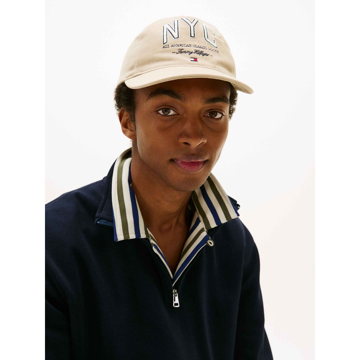 TOMMY HILFIGER - Gorra beige de béisbol con logo y cinco paneles Tommy Hilfiger