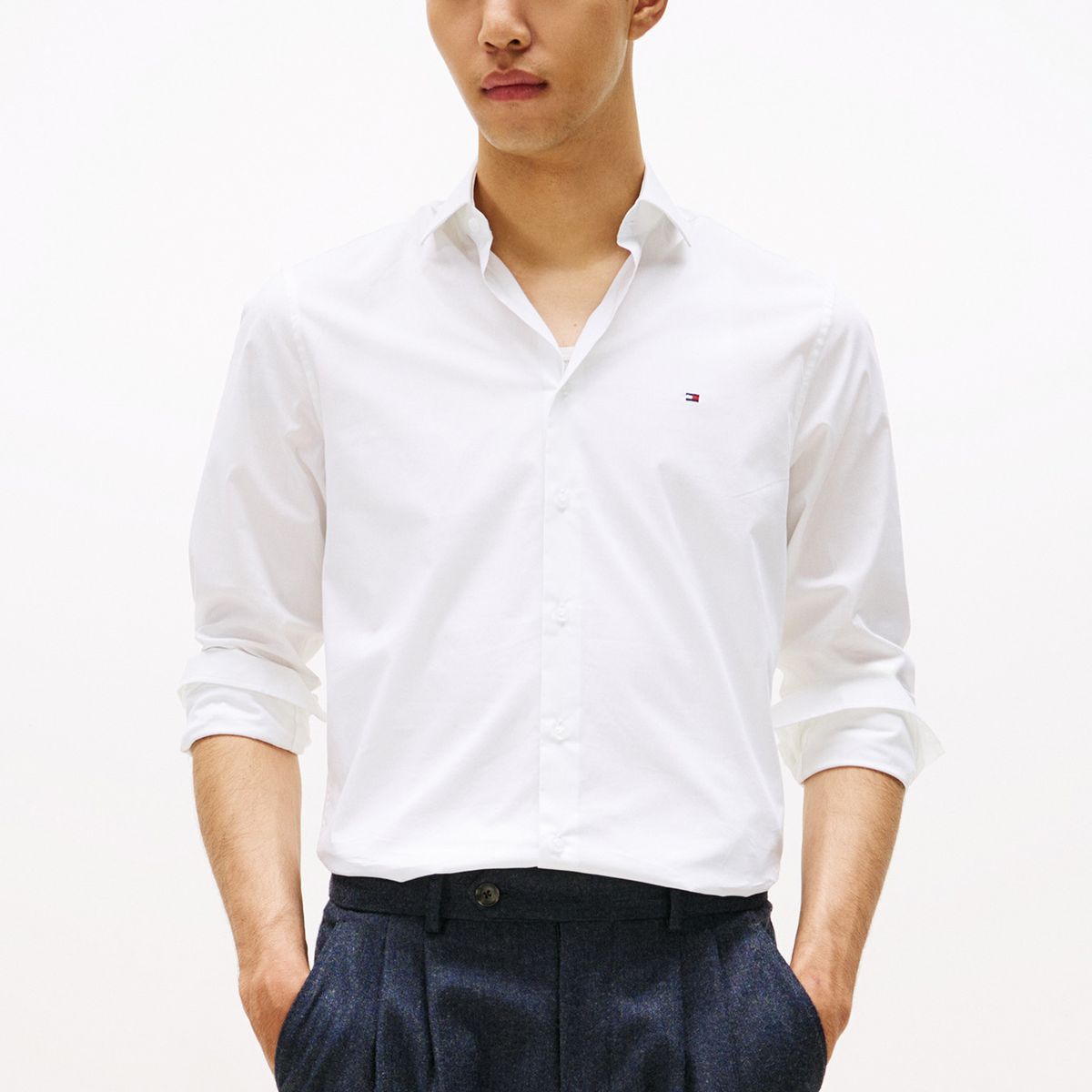 TOMMY HILFIGER - Camisa blanca flex poplin de corte slim Tommy Hilfiger