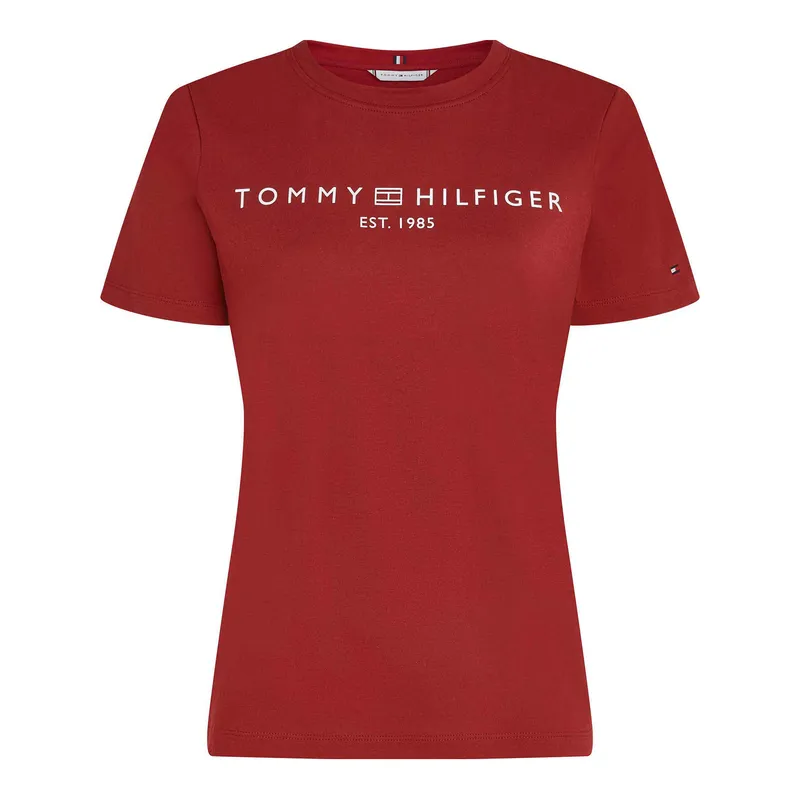 TOMMY HILFIGER - Camiseta roja de cuello redondo con logo Tommy Hilfiger