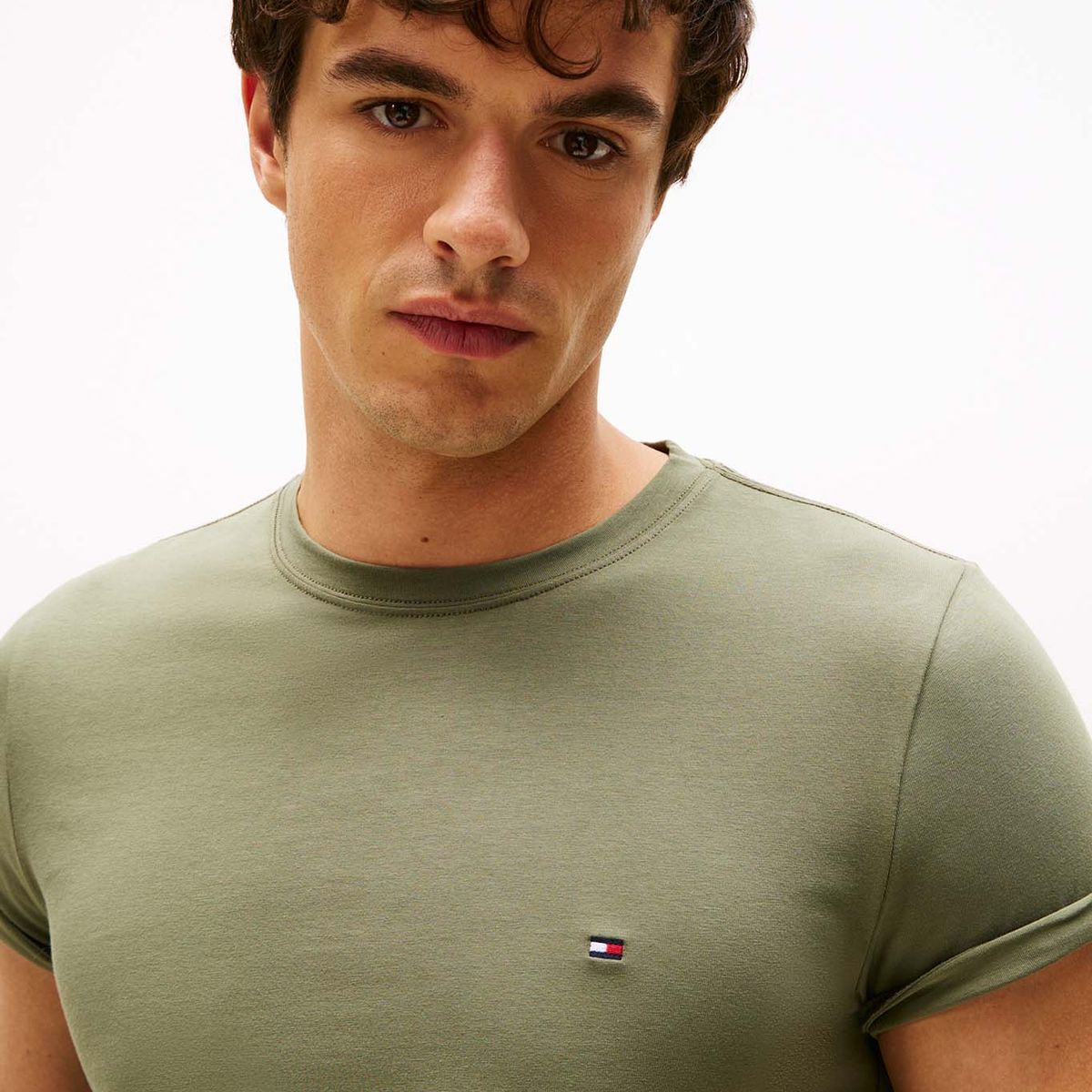 TOMMY HILFIGER - Camiseta verde de cuello redondo y corte extra slim Tommy Hilfiger