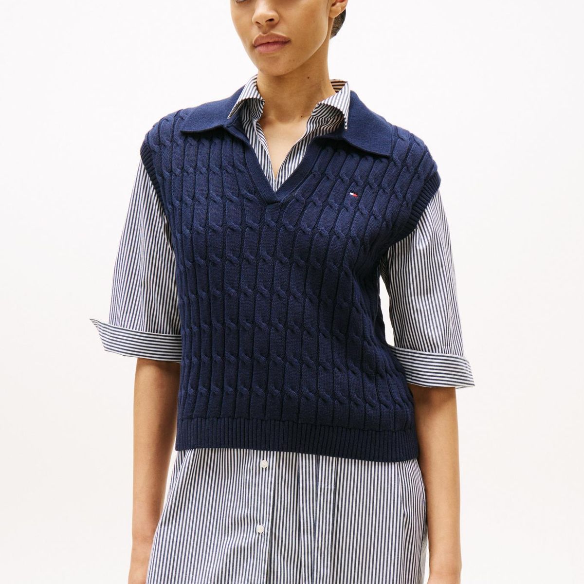 TOMMY HILFIGER - Polo multicolor de punto trenzado sin mangas Tommy Hilfiger