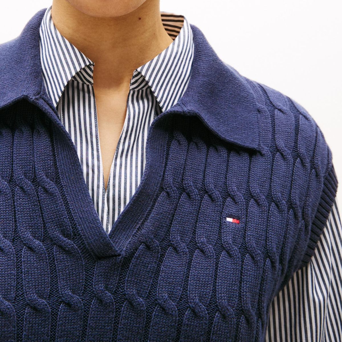 TOMMY HILFIGER - Polo multicolor de punto trenzado sin mangas Tommy Hilfiger