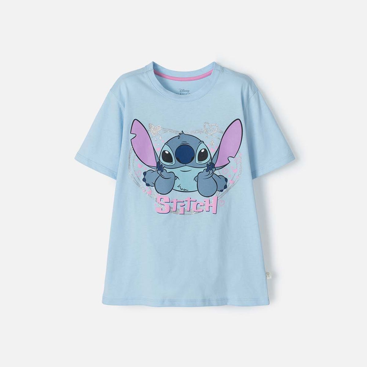 DISNEY - Camiseta de Stich azul con brillo para niña