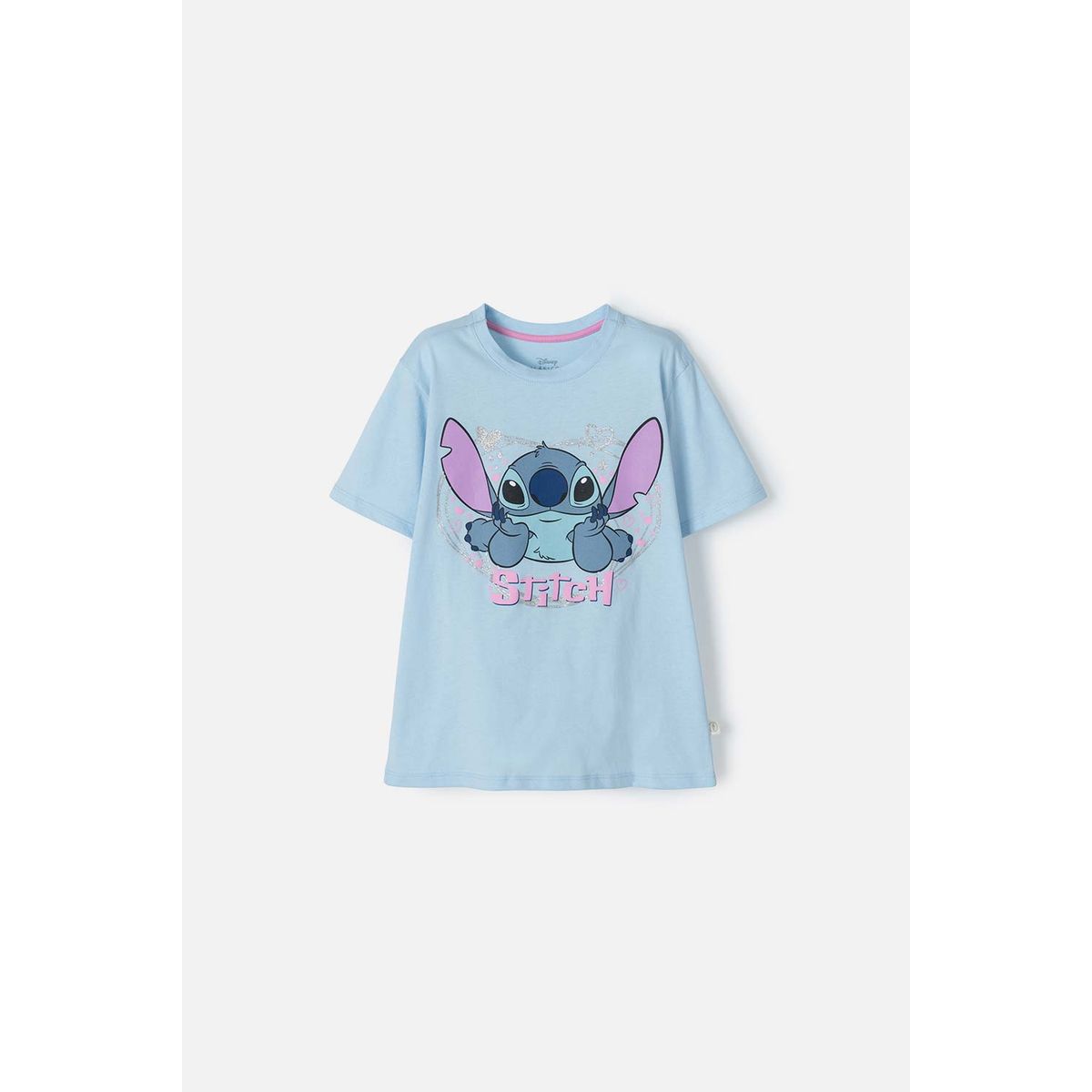 DISNEY - Camiseta de Stich azul con brillo para niña