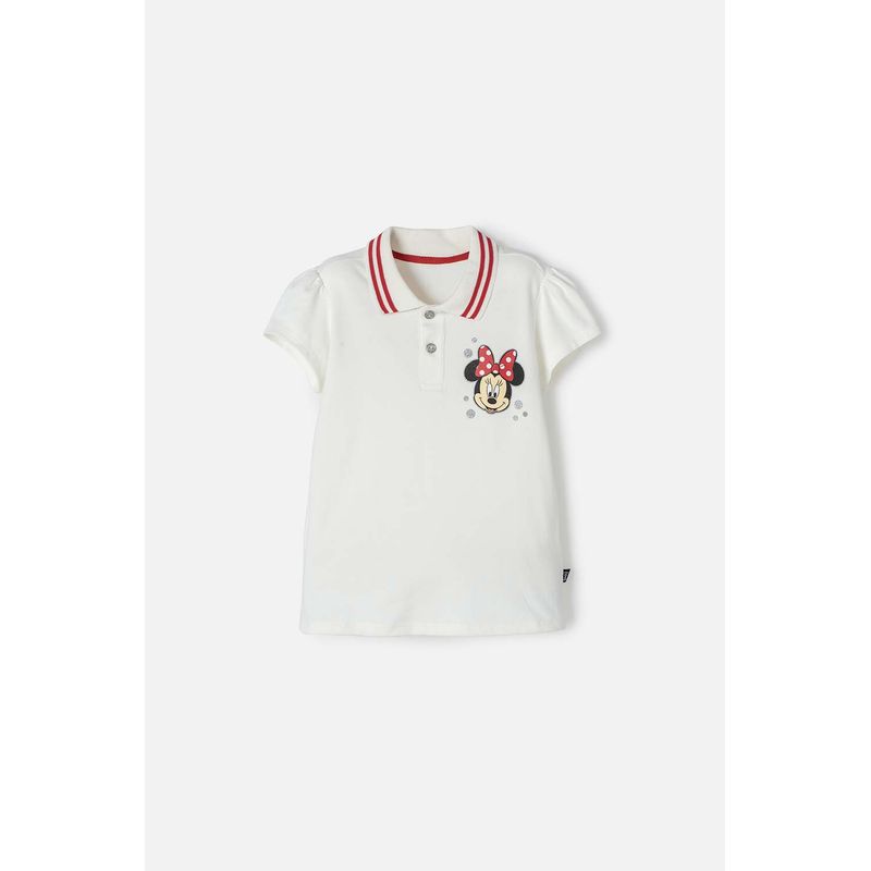 DISNEY - Polo de Minnie Mouse marfil con botones para niña