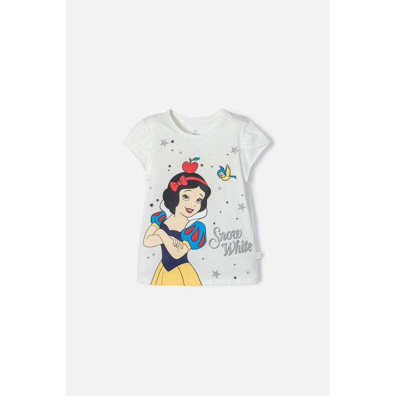 DISNEY - Camiseta de Blancanieves marfil de manga corta con bolero para niña