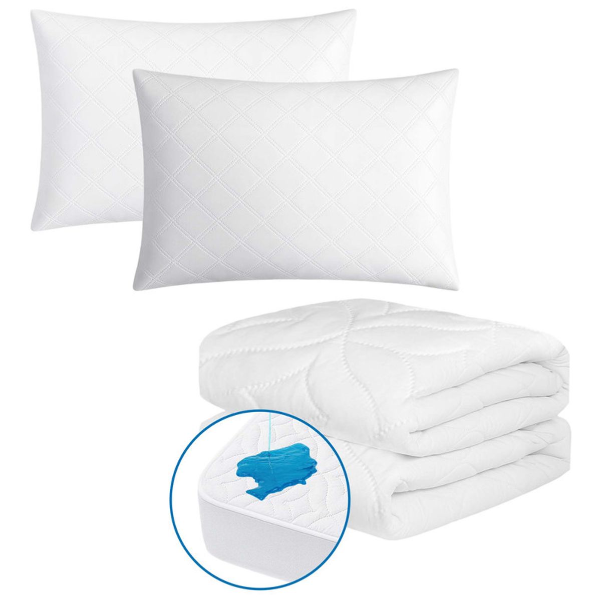 ENERGY PLUS - Combo Cama Semidoble Protector Colchón +2 Almohada Hotelera