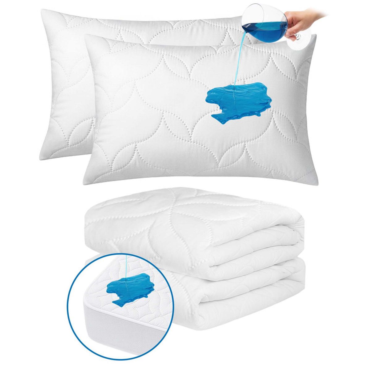 ENERGY PLUS - Combo Cama Semidoble Cubrecolchón + 2 Protectores Almohada