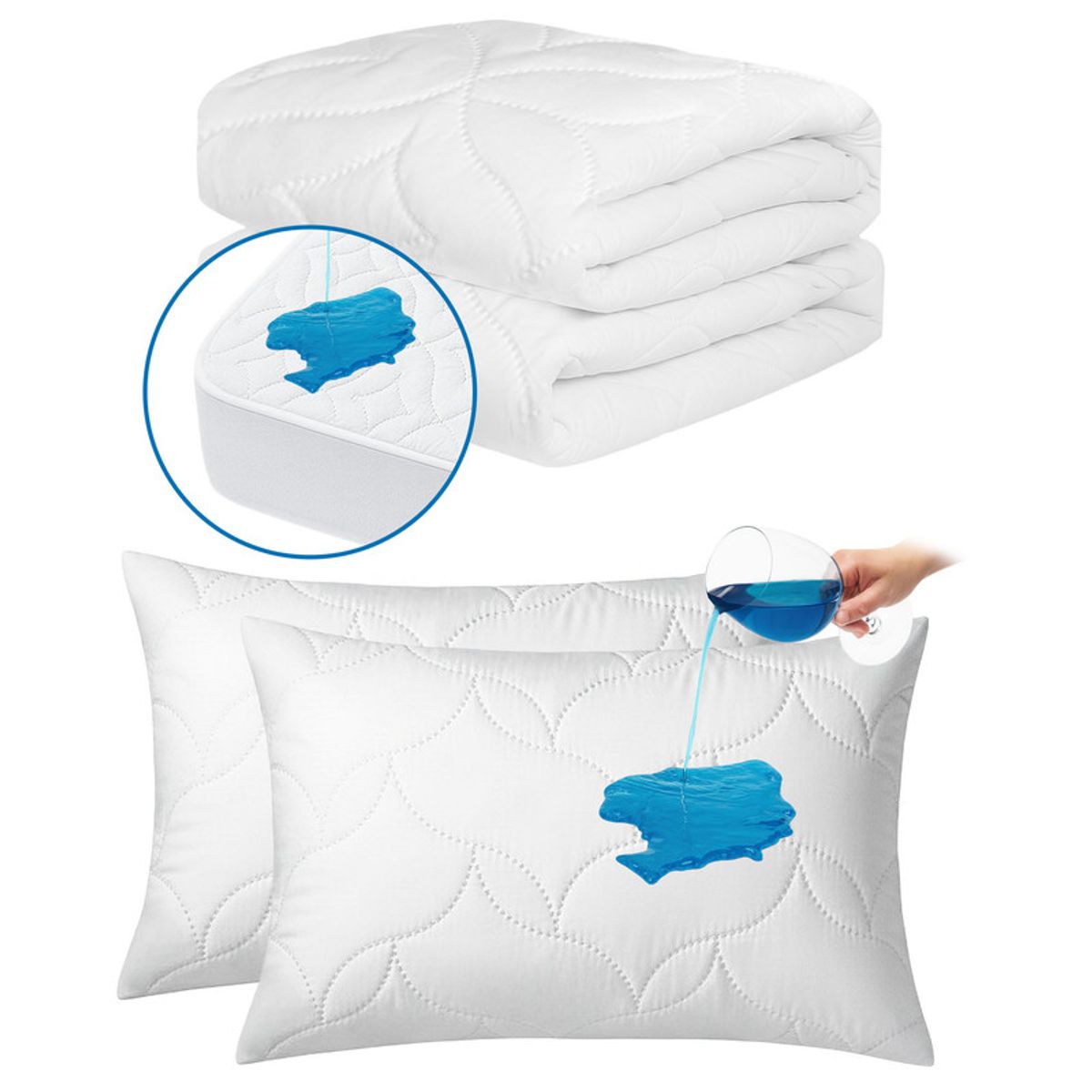 ENERGY PLUS - Combo Cama Doble Cubrecolchón + 2 Protectores Almohada