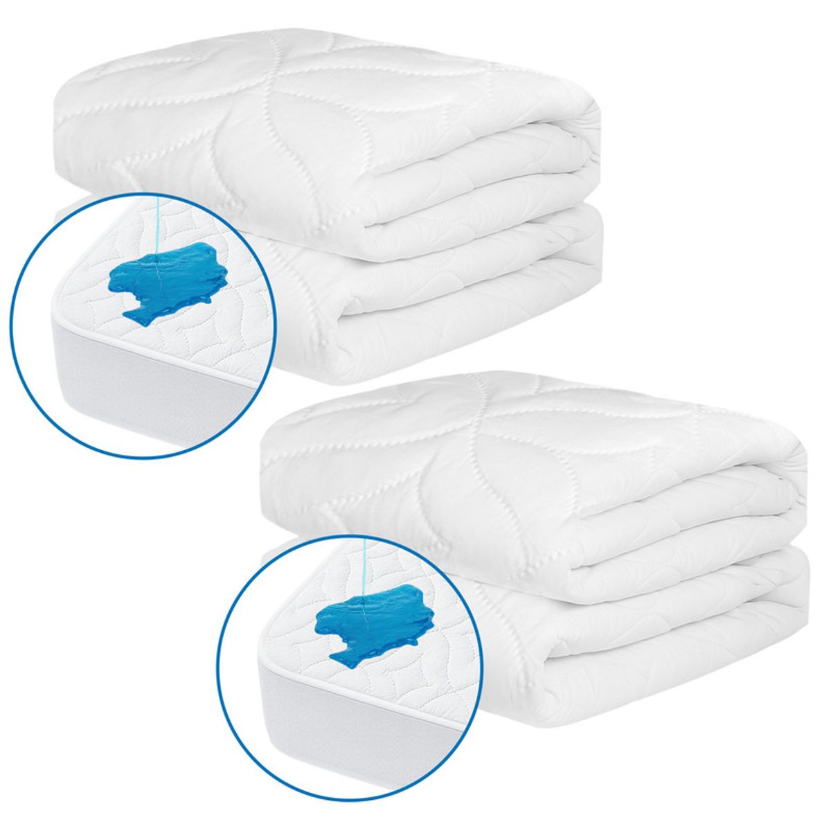 ENERGY PLUS - Set x2 Protector Colchón Queen Antifluido Microfibra Banda