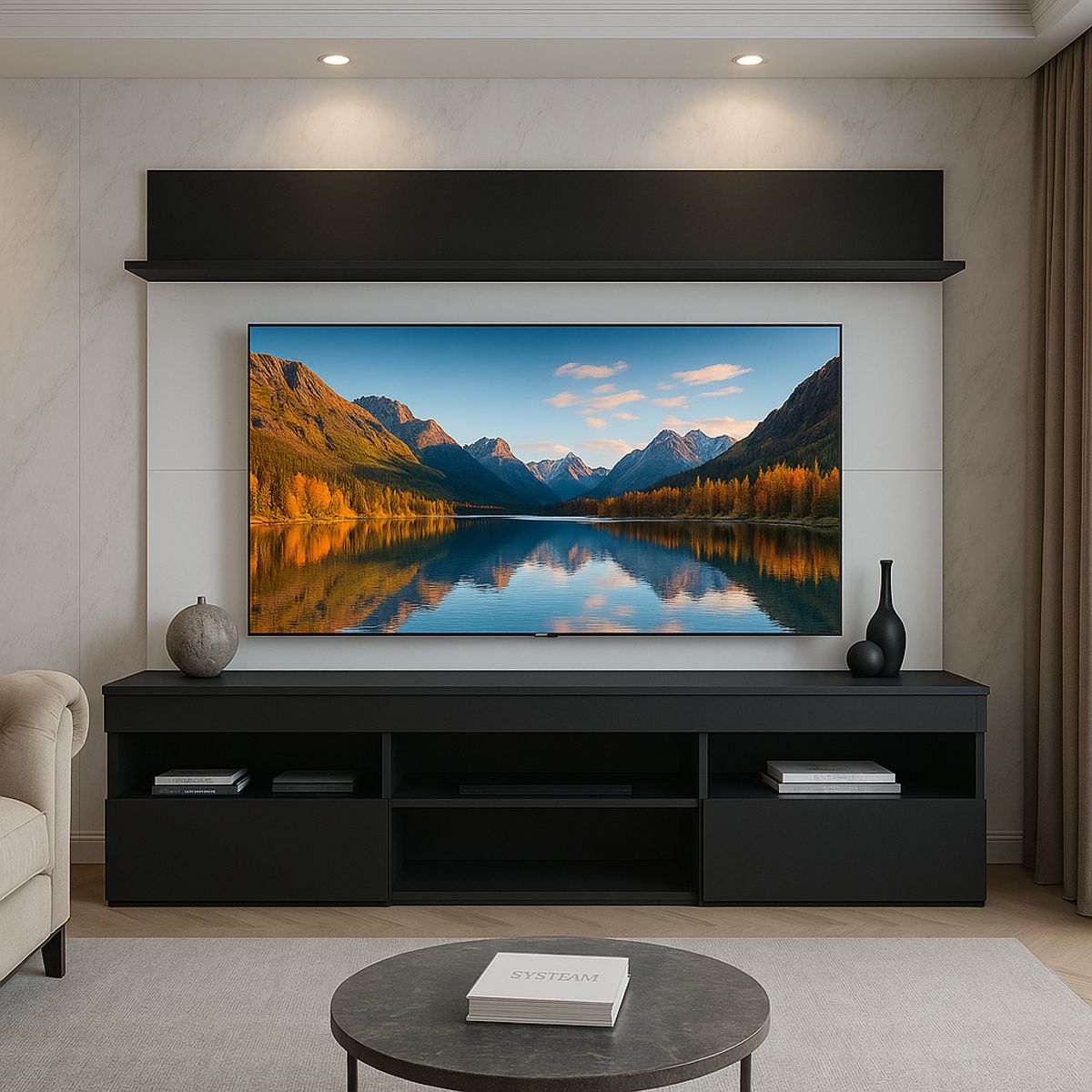 GENERICO - Mueble para Televisor 75 con Panel y Compartimentos