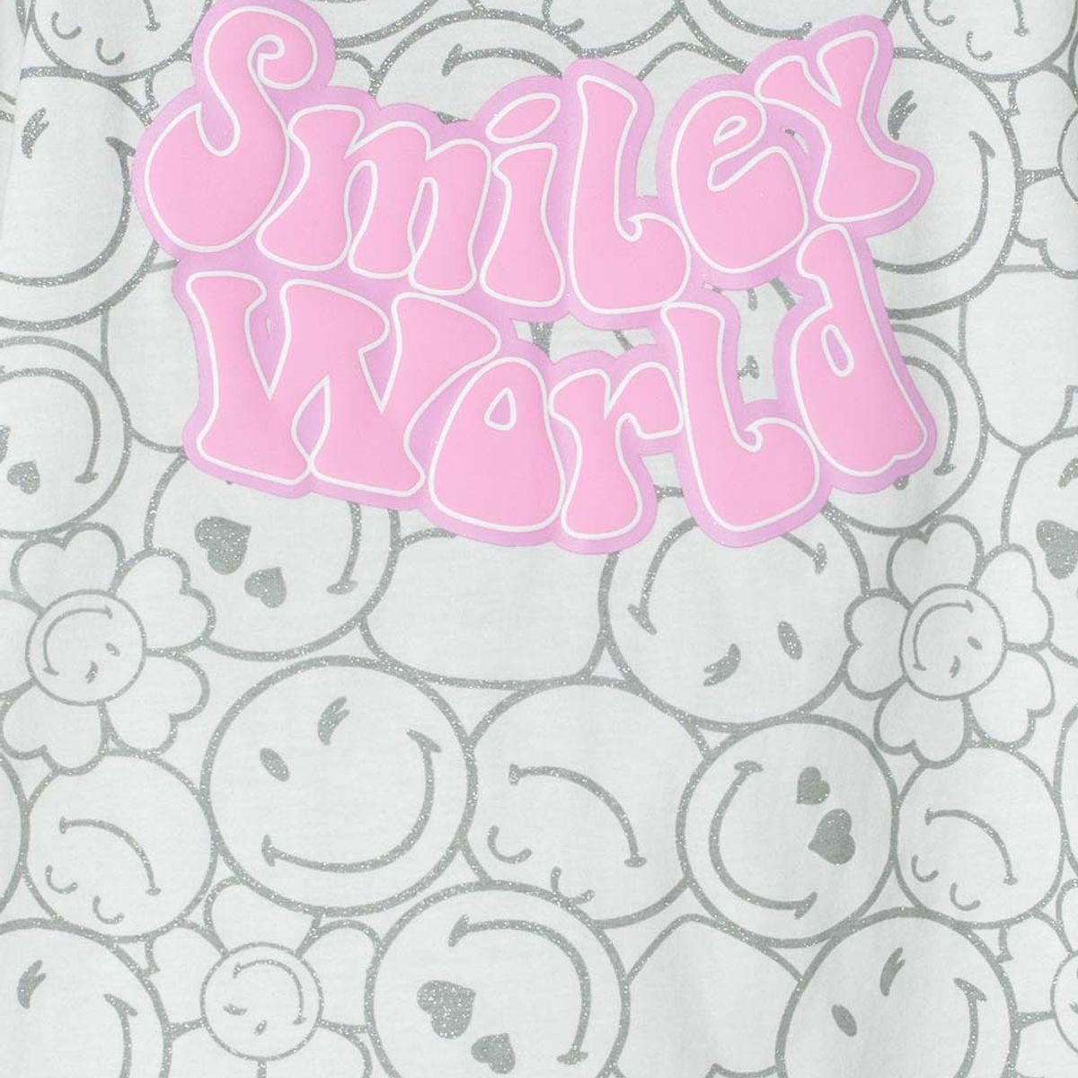 SMILEY - Camiseta de Smiley World marfil y rosada manga corta para niña