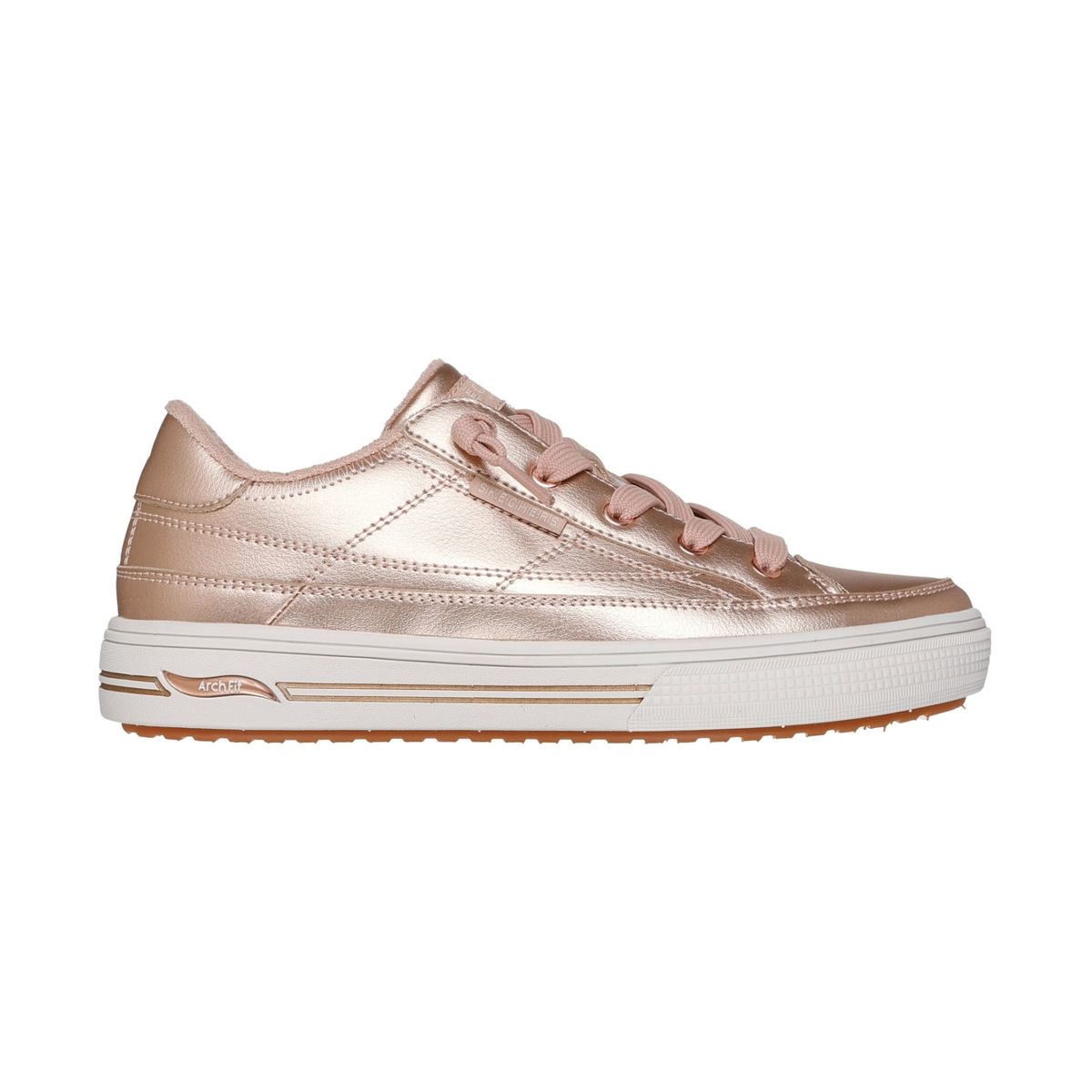 SKECHERS - Tenis Skechers Mujer Arch Fit Arcade Veganos Oro Rosa